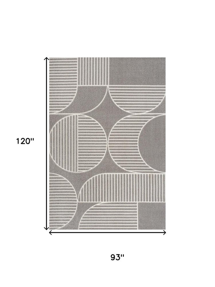 8' X 10' Gray And Cream Striped Indoor Outdoor Area Rug — view 4