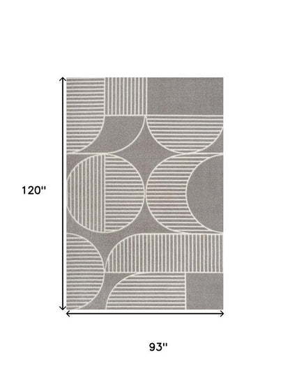 8' X 10' Gray And Cream Striped Indoor Outdoor Area Rug HomeRoots