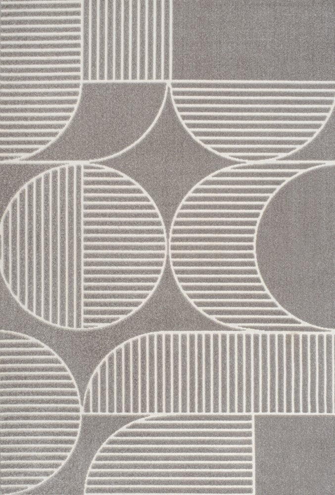 8' X 10' Gray And Cream Striped Indoor Outdoor Area Rug