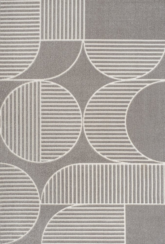 8' X 10' Gray And Cream Striped Indoor Outdoor Area Rug