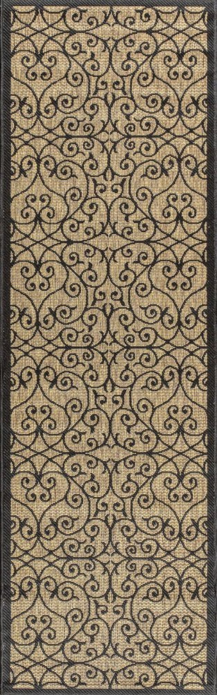 20' Black And Khaki Geometric Indoor Outdoor Runner Rug HomeRoots
