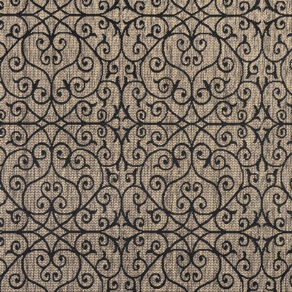 4' Black And Khaki Square Geometric Indoor Outdoor Area Rug