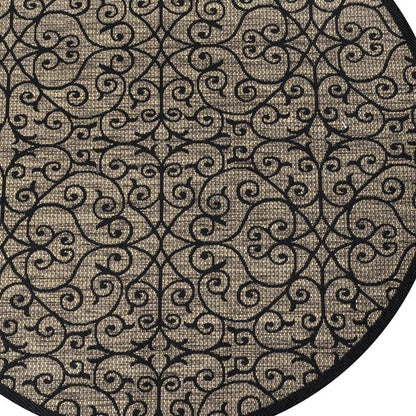 8' Black And Khaki Round Geometric Indoor Outdoor Area Rug HomeRoots