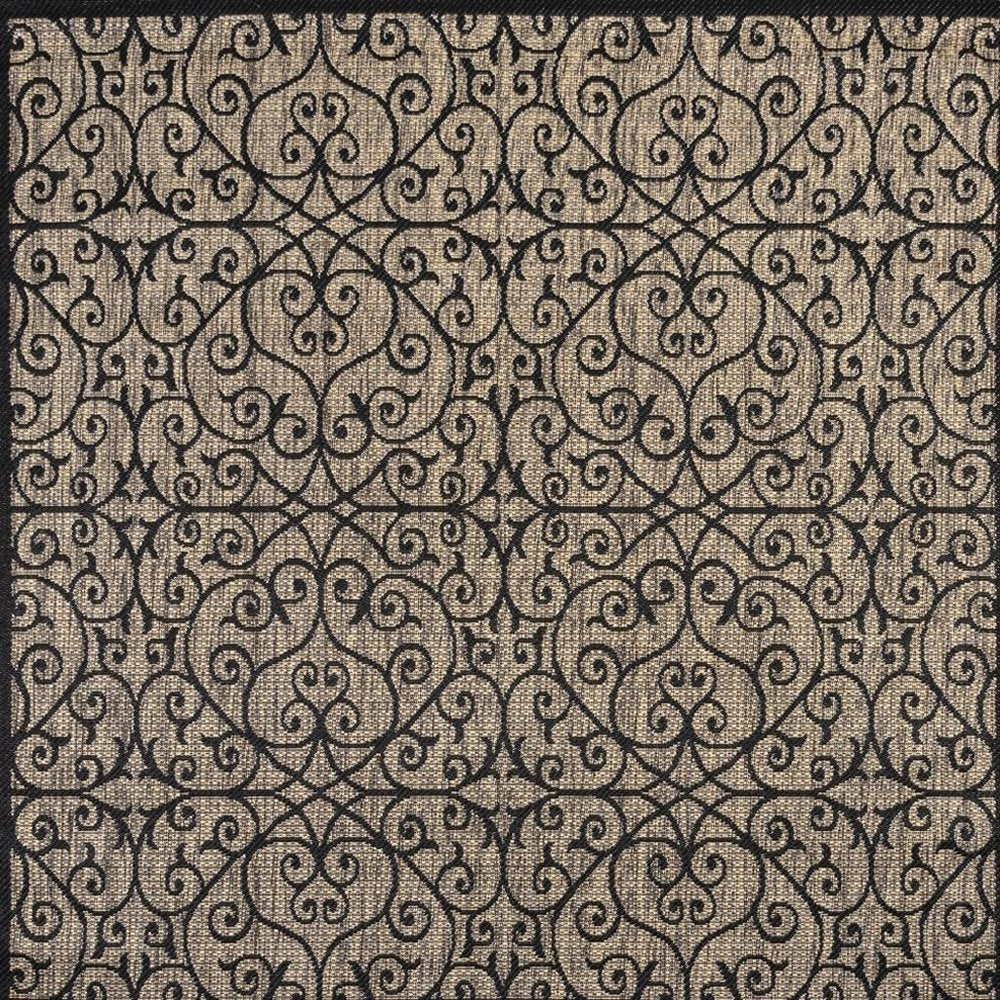 8' Black And Khaki Square Geometric Indoor Outdoor Area Rug HomeRoots