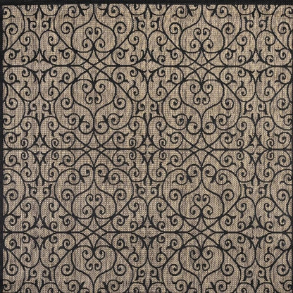 8' Black And Khaki Square Geometric Indoor Outdoor Area Rug HomeRoots