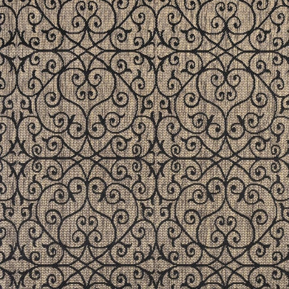 9' Black And Khaki Square Geometric Indoor Outdoor Area Rug — view 7