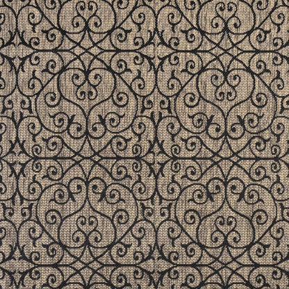9' Black And Khaki Square Geometric Indoor Outdoor Area Rug HomeRoots