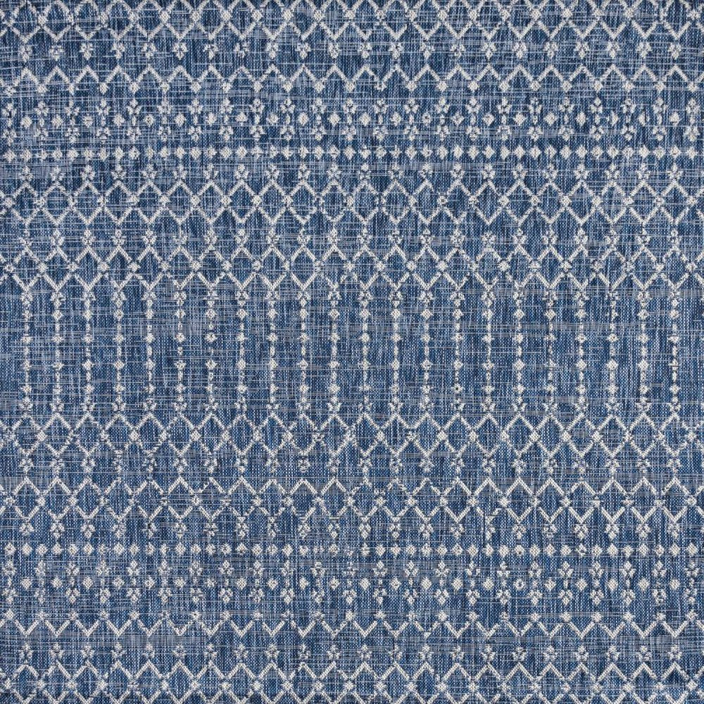 3' Navy Blue And Light Gray Square Trellis Indoor Outdoor Area Rug — view 1