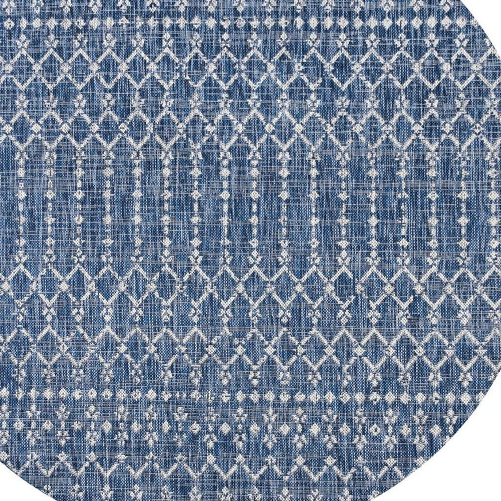 9' Navy Blue And Light Gray Round Trellis Indoor Outdoor Area Rug — view 7