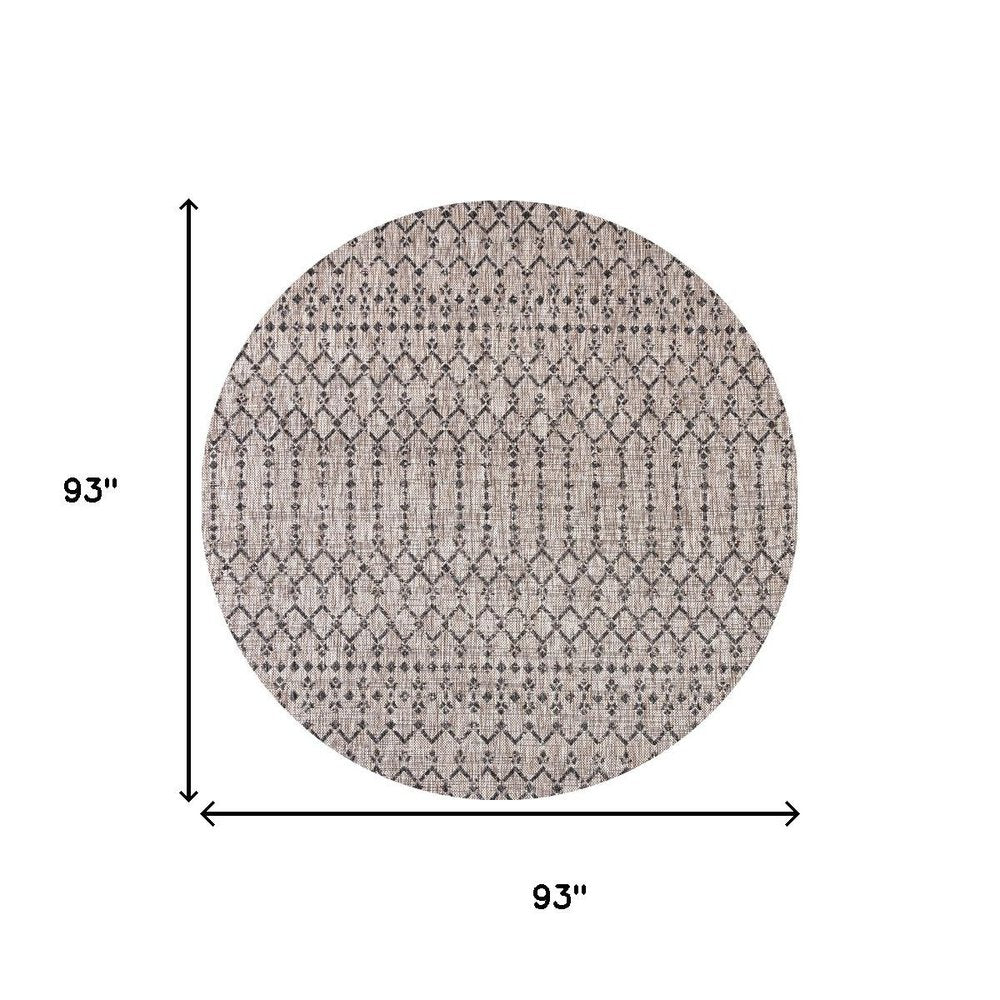 8' Natural And Black Round Trellis Indoor Outdoor Area Rug HomeRoots