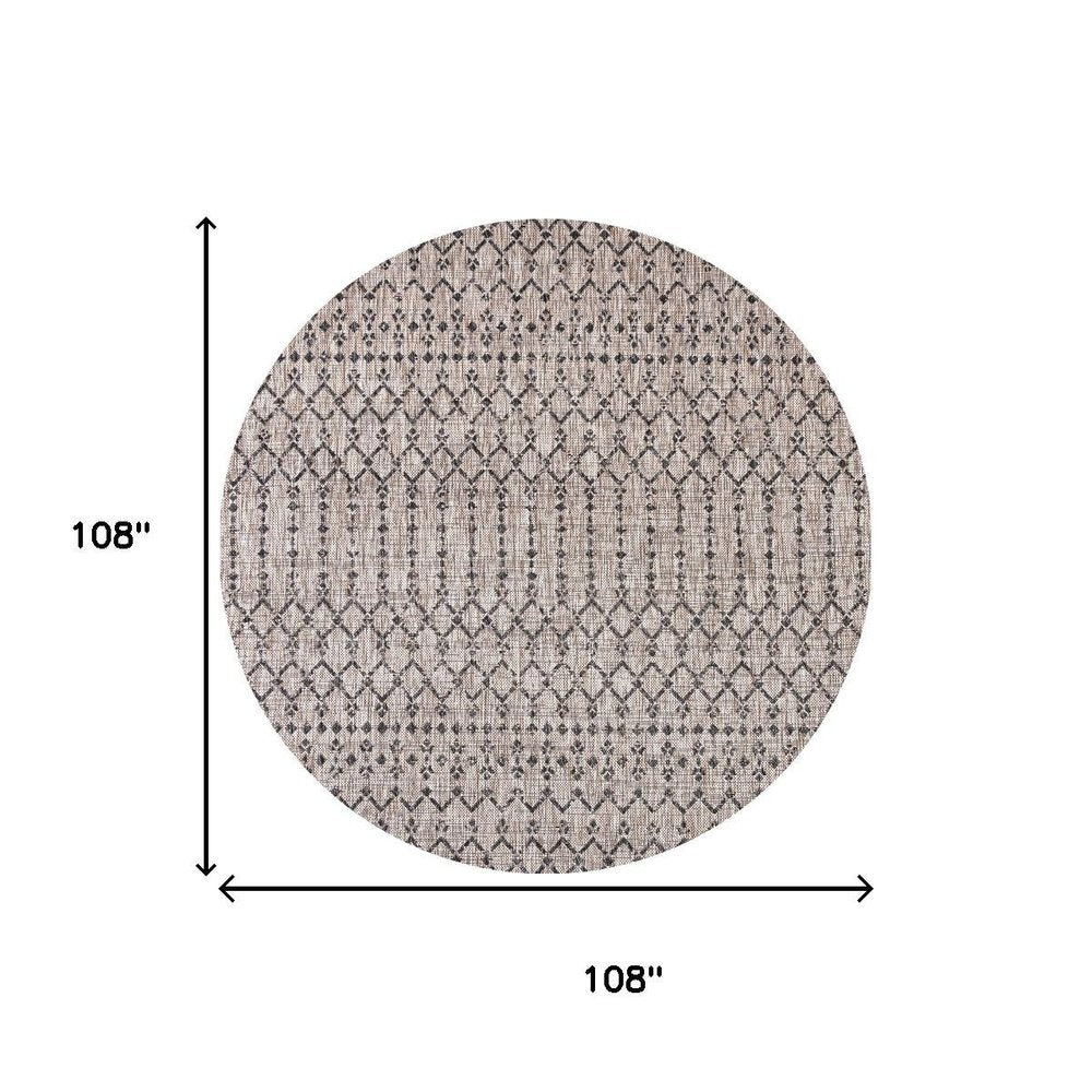 9' Natural And Black Round Trellis Indoor Outdoor Area Rug — view 15