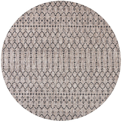 9' Natural And Black Round Trellis Indoor Outdoor Area Rug HomeRoots