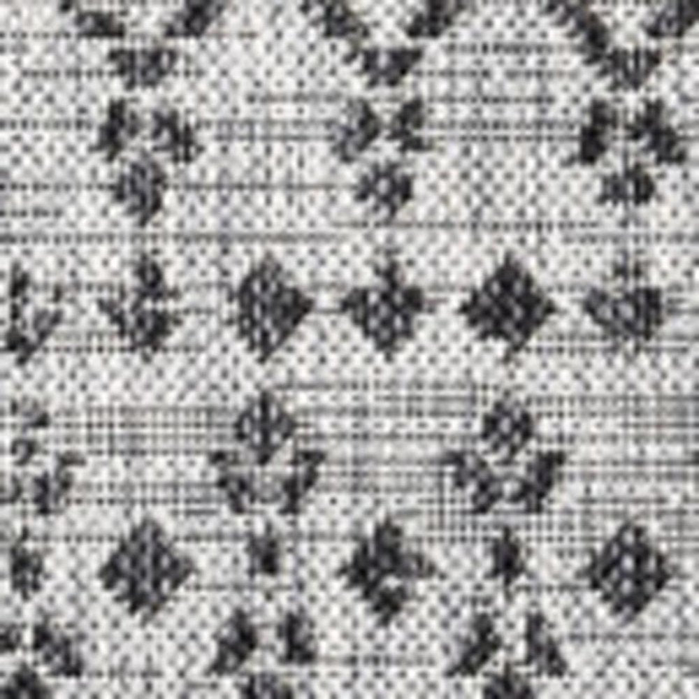 3' Light Gray And Black Square Trellis Indoor Outdoor Area Rug HomeRoots