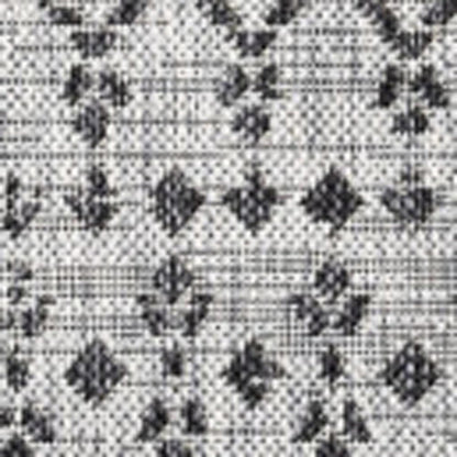3' Light Gray And Black Square Trellis Indoor Outdoor Area Rug HomeRoots