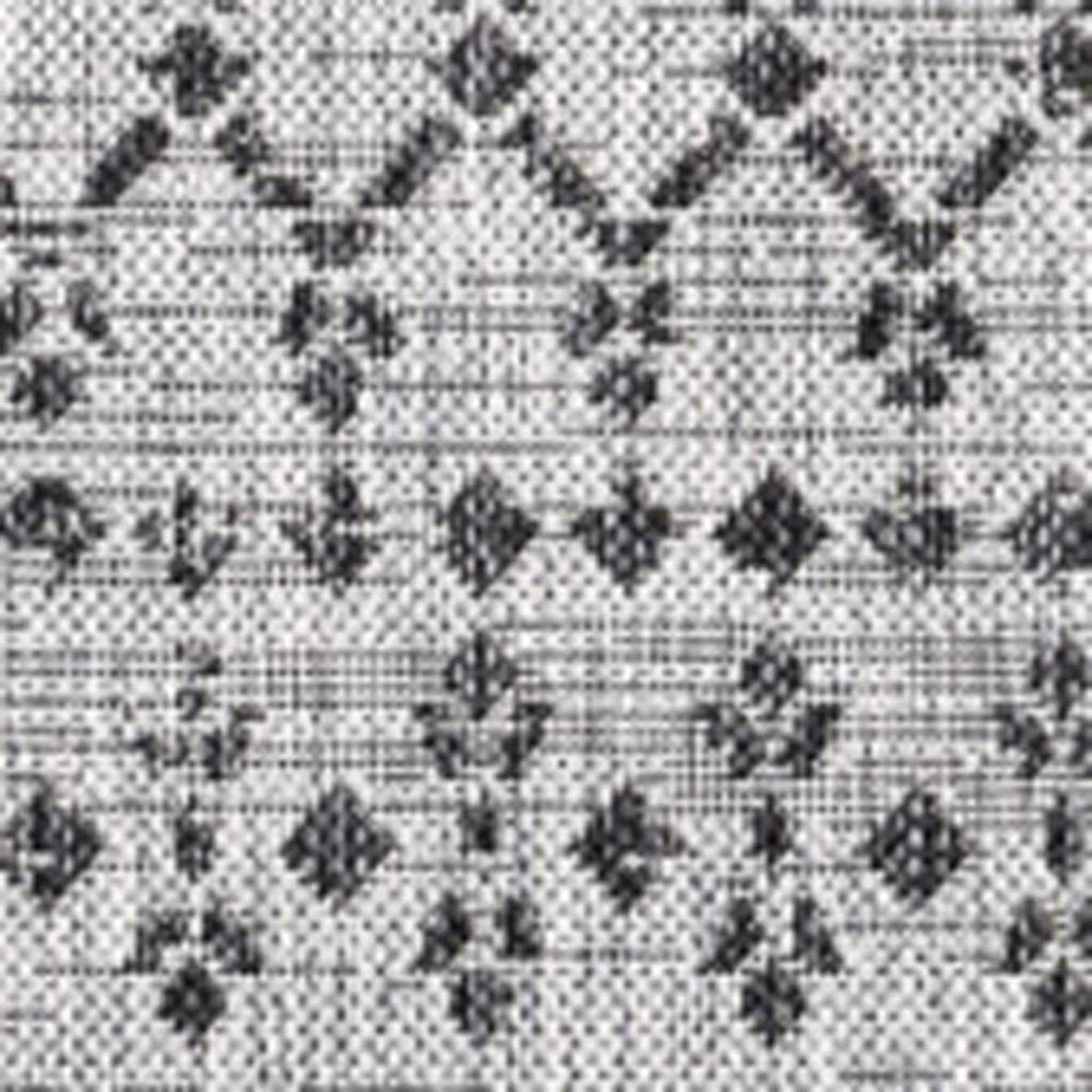 3' Light Gray And Black Square Trellis Indoor Outdoor Area Rug — view 7