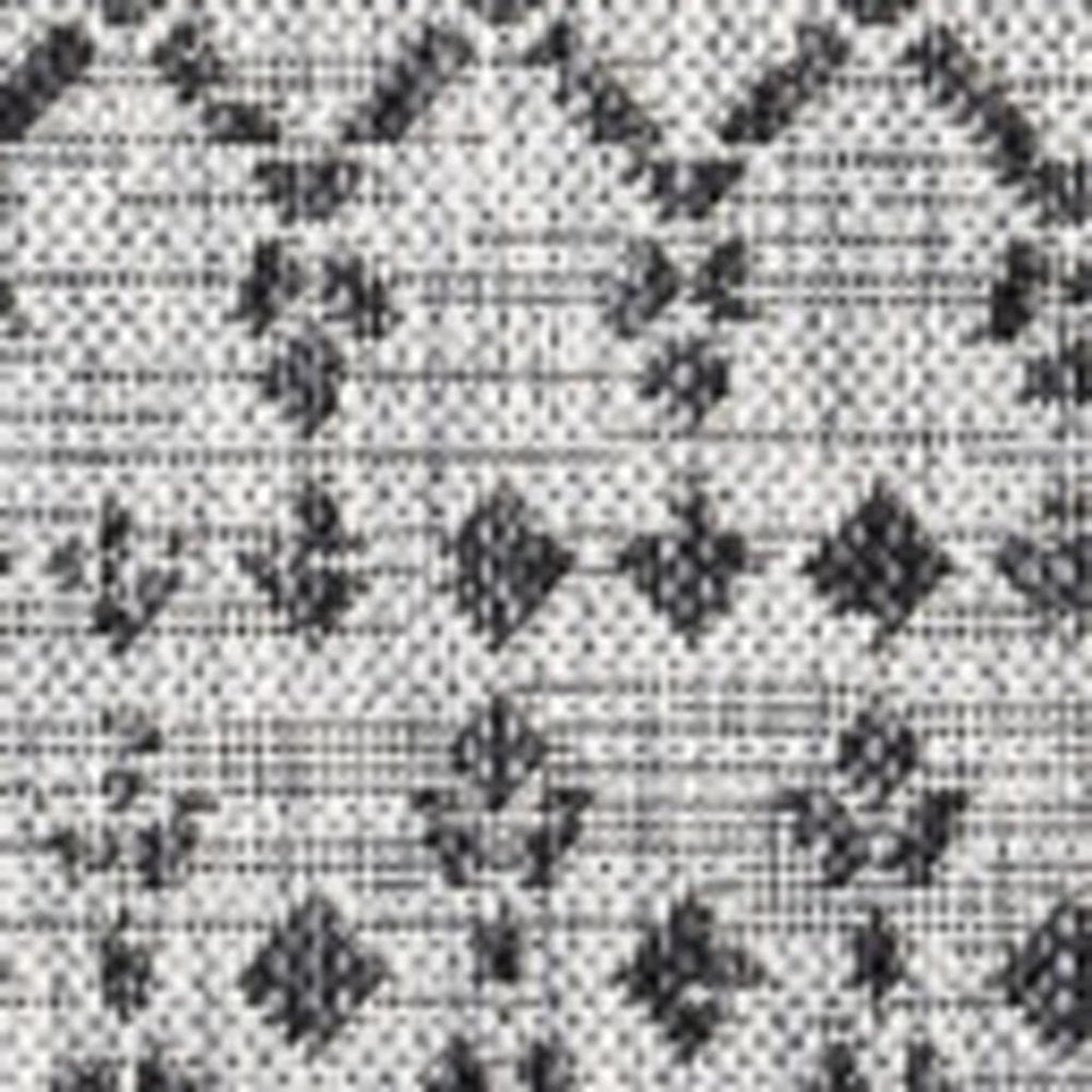 4' Light Gray And Black Square Trellis Indoor Outdoor Area Rug — view 6