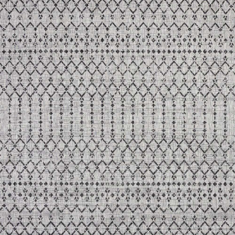 4' Light Gray And Black Square Trellis Indoor Outdoor Area Rug HomeRoots