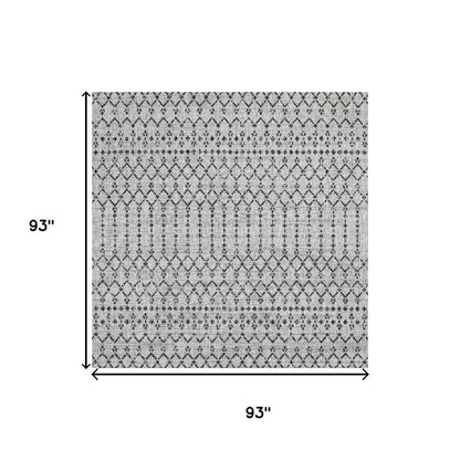 8' Light Gray And Black Square Trellis Indoor Outdoor Area Rug HomeRoots