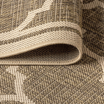 4' Brown And Beige Square Geometric Indoor Outdoor Area Rug HomeRoots