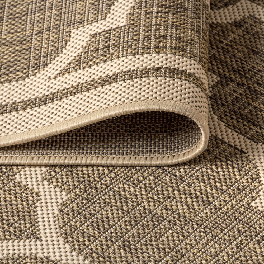 4' Brown And Beige Square Geometric Indoor Outdoor Area Rug — view 5