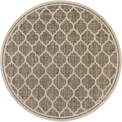 6' Brown And Beige Round Geometric Indoor Outdoor Area Rug HomeRoots