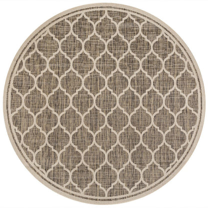 6' Brown And Beige Round Geometric Indoor Outdoor Area Rug HomeRoots