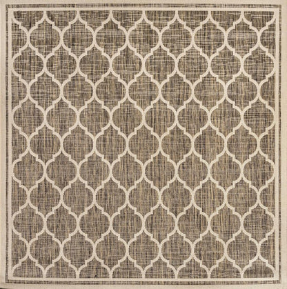 6' Brown And Beige Square Geometric Indoor Outdoor Area Rug HomeRoots