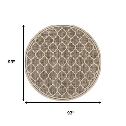 8' Brown And Beige Round Geometric Indoor Outdoor Area Rug HomeRoots