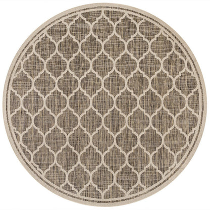 8' Brown And Beige Round Geometric Indoor Outdoor Area Rug HomeRoots