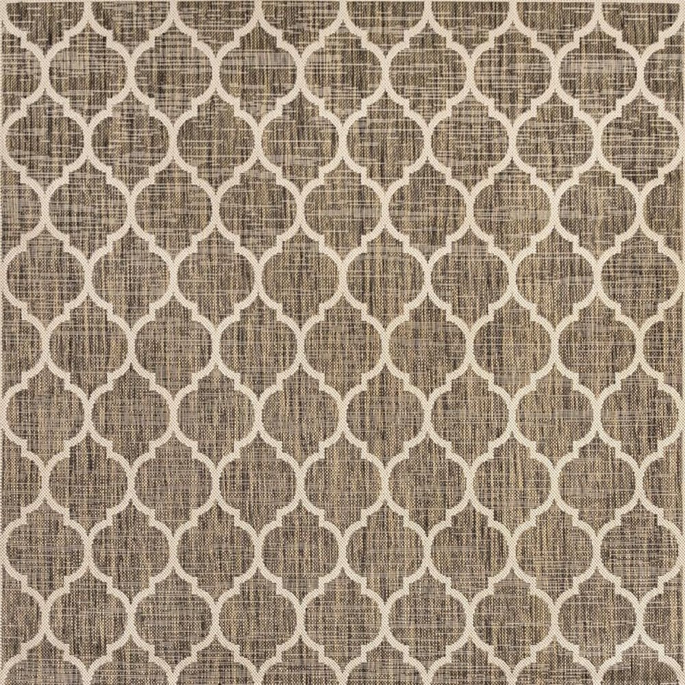8' Brown And Beige Square Geometric Indoor Outdoor Area Rug — view 6