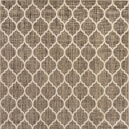 8' Brown And Beige Square Geometric Indoor Outdoor Area Rug HomeRoots