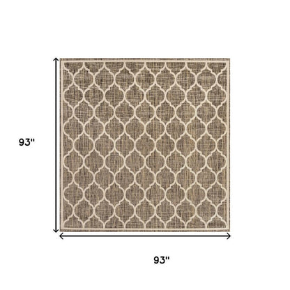 8' Brown And Beige Square Geometric Indoor Outdoor Area Rug HomeRoots