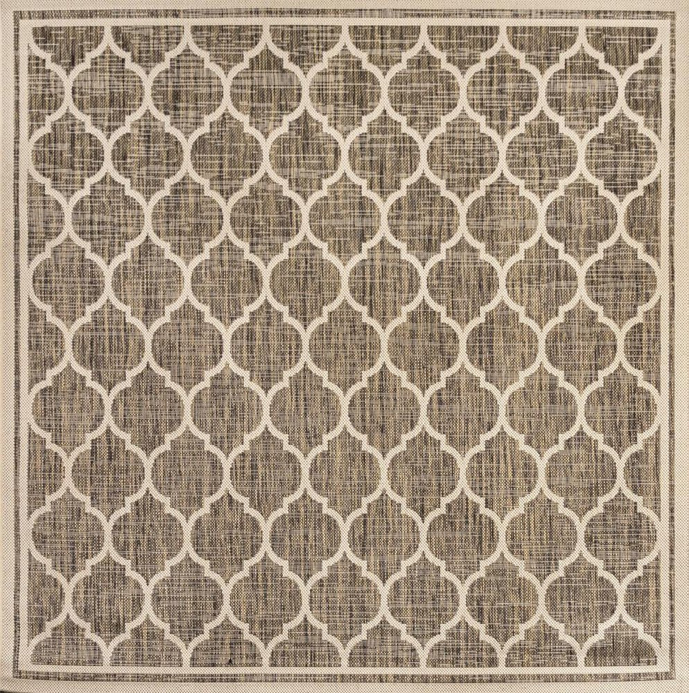 8' Brown And Beige Square Geometric Indoor Outdoor Area Rug HomeRoots