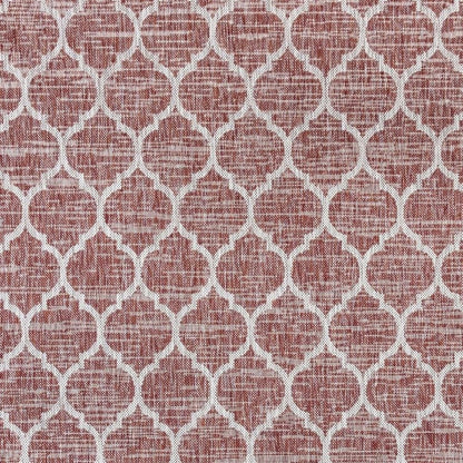 6' Red And Beige Square Geometric Indoor Outdoor Area Rug HomeRoots