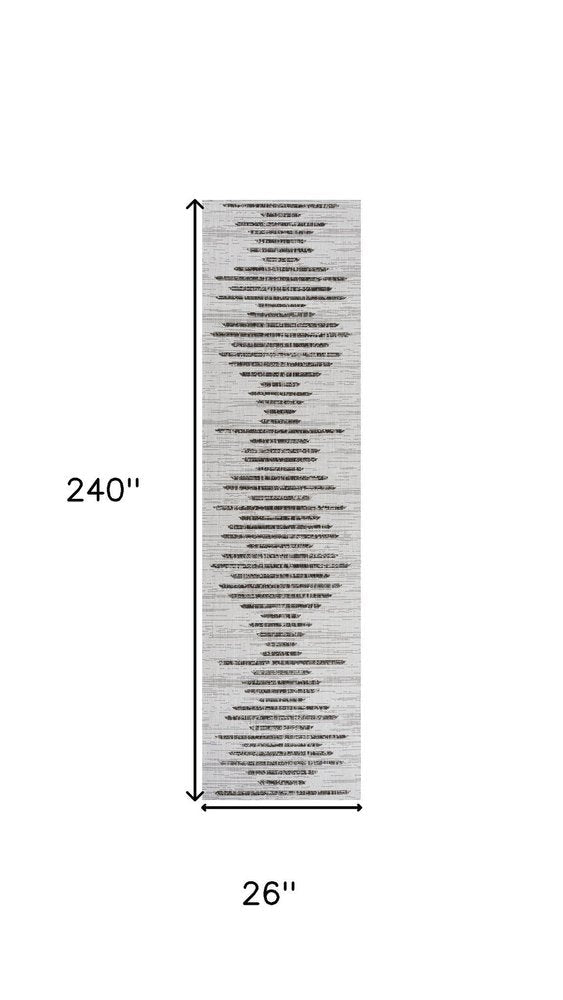 20' Ivory And Black Striped Indoor Outdoor Runner Rug HomeRoots