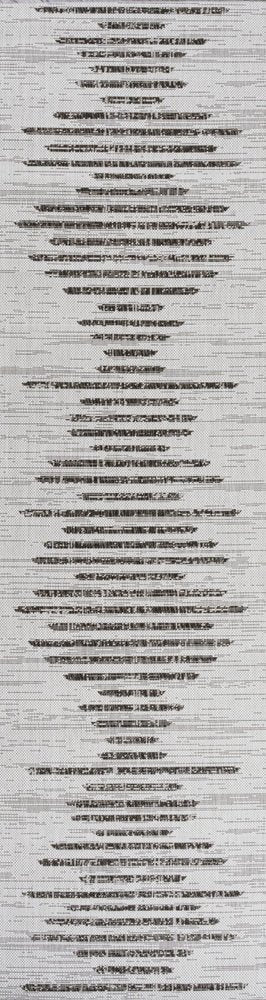 20' Ivory And Black Striped Indoor Outdoor Runner Rug — view 1