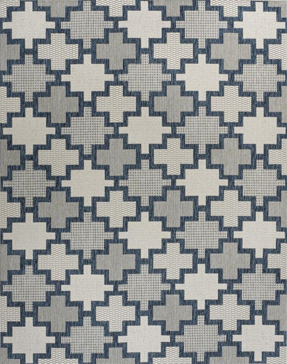 8' X 10' Navy Blue And Cream Trellis Indoor Outdoor Area Rug HomeRoots