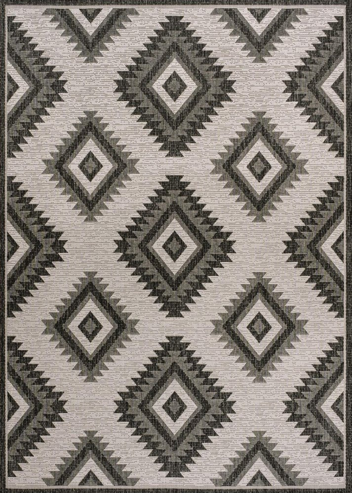 5' X 8' Black And Cream Moroccan Indoor Outdoor Area Rug — view 1