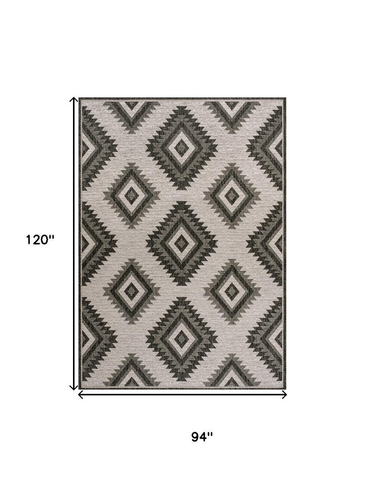 8' X 10' Black And Cream Moroccan Indoor Outdoor Area Rug HomeRoots