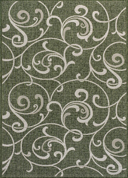 3' X 5' Green And Cream Floral Indoor Outdoor Area Rug HomeRoots