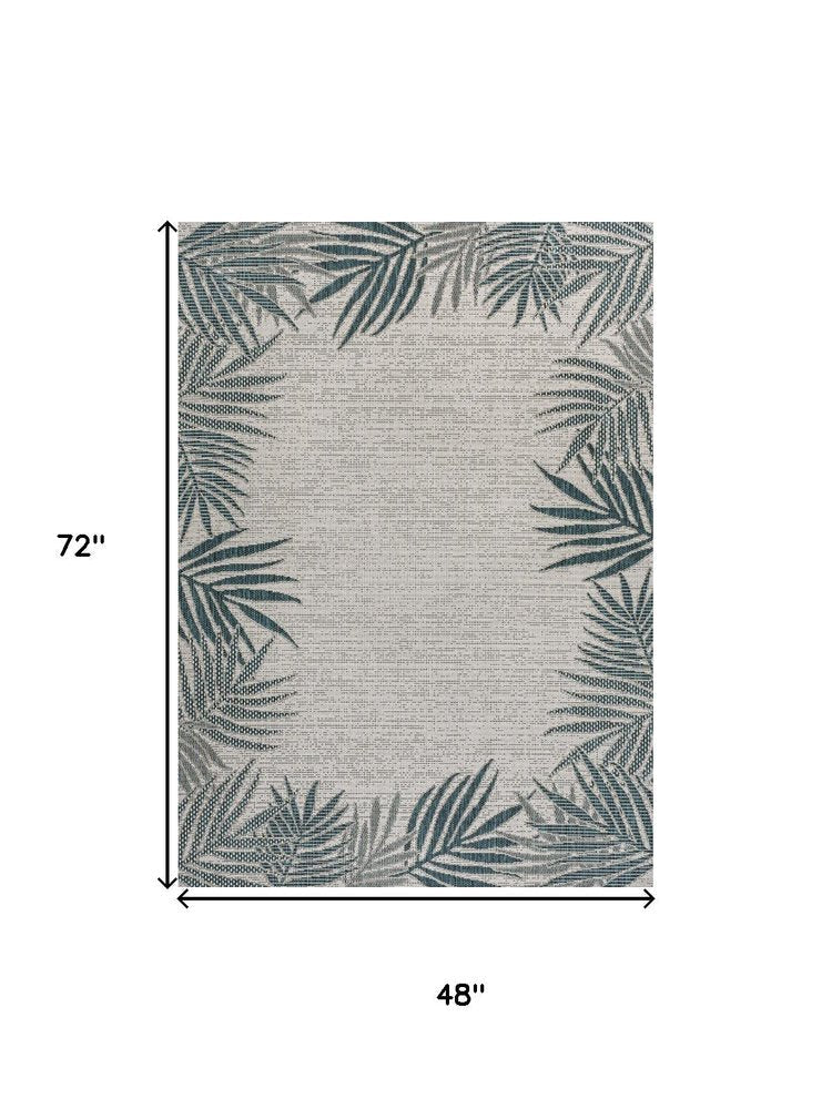 4' X 6' Blue And Cream Floral Indoor Outdoor Area Rug HomeRoots