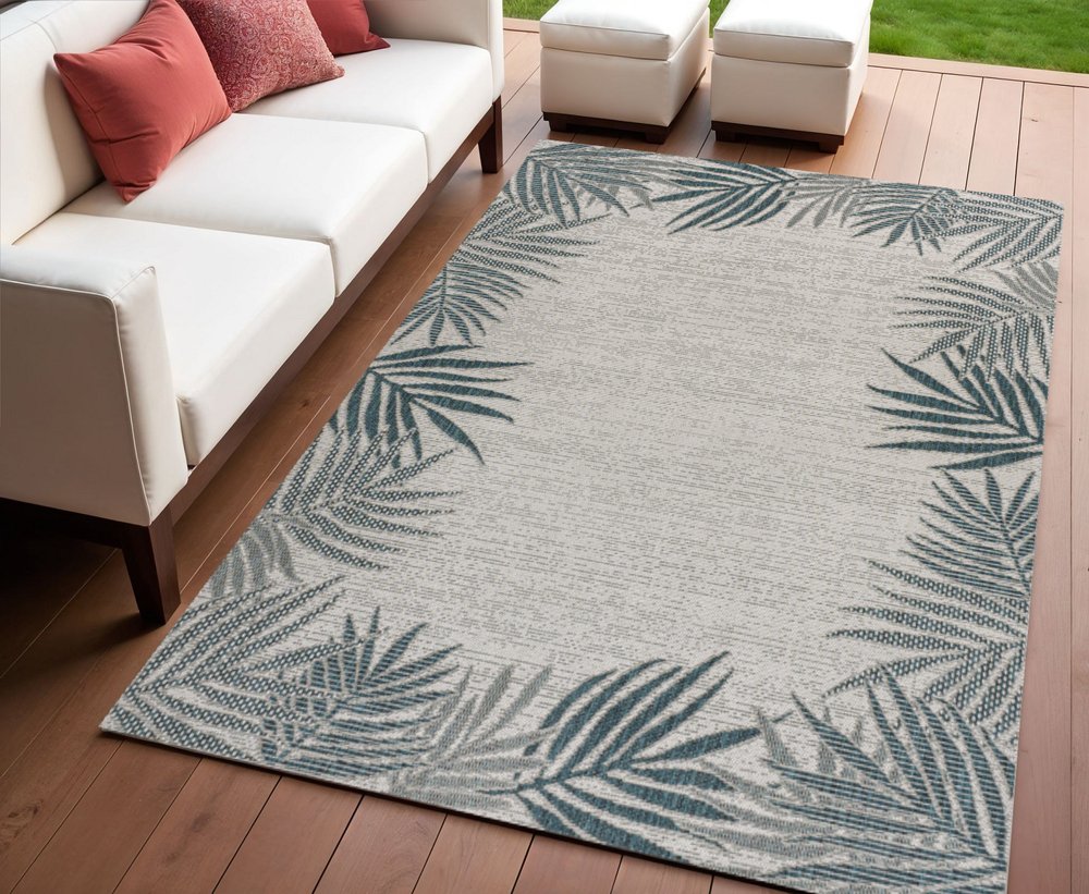 4' X 6' Blue And Cream Floral Indoor Outdoor Area Rug HomeRoots