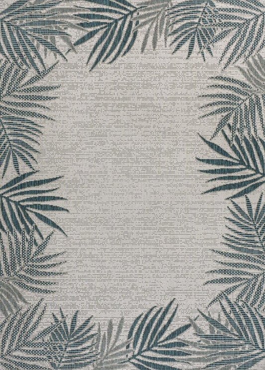 4' X 6' Blue And Cream Floral Indoor Outdoor Area Rug