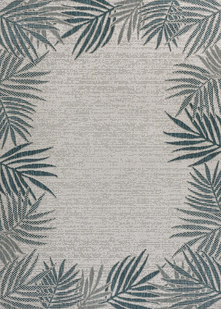 4' X 6' Blue And Cream Floral Indoor Outdoor Area Rug
