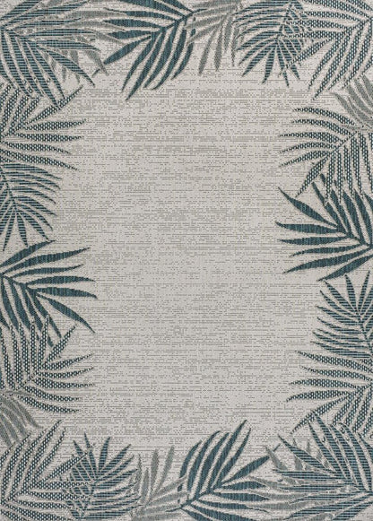 4' X 6' Blue And Cream Floral Indoor Outdoor Area Rug