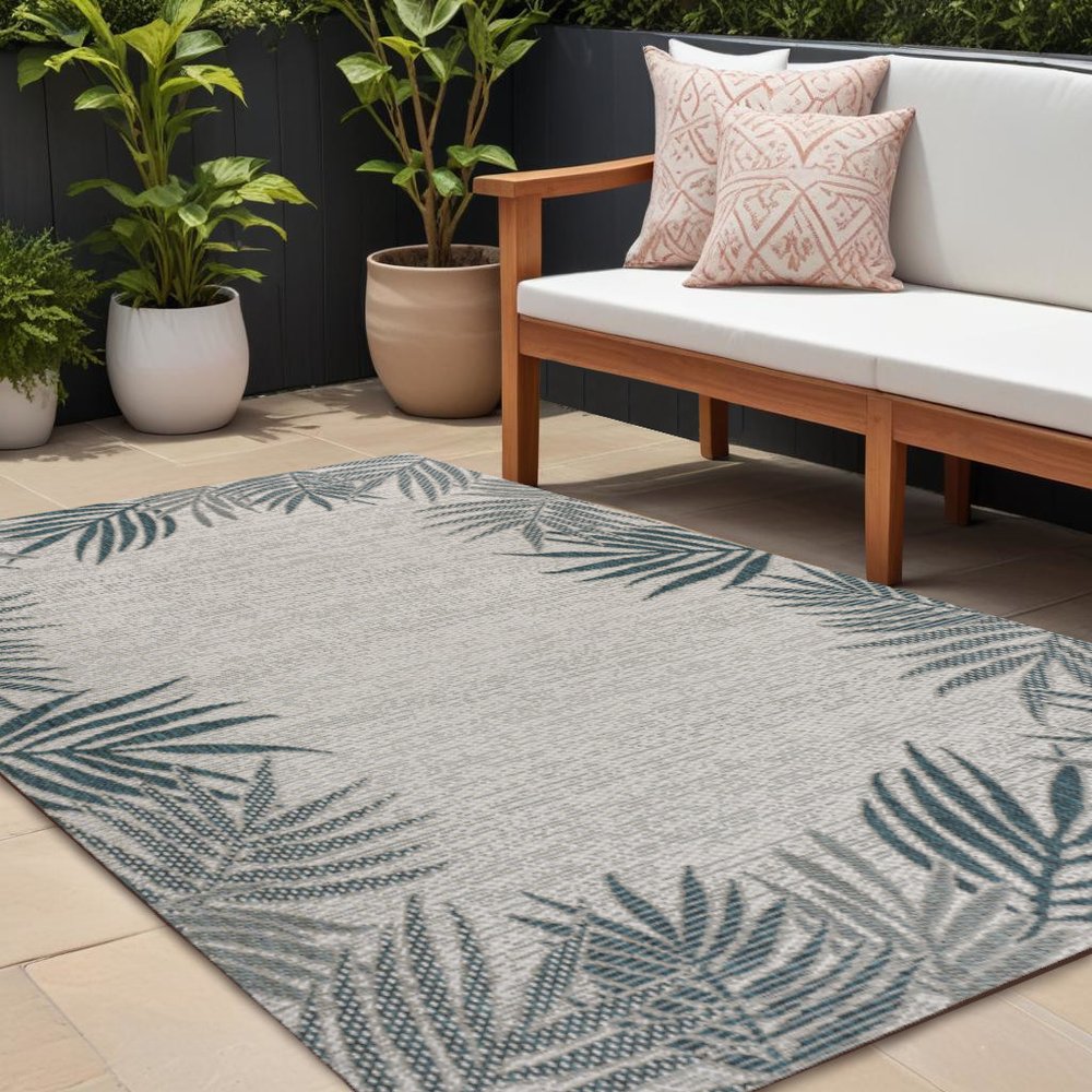 8' X 10' Blue And Cream Floral Indoor Outdoor Area Rug HomeRoots