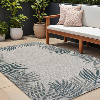 8' X 10' Blue And Cream Floral Indoor Outdoor Area Rug HomeRoots