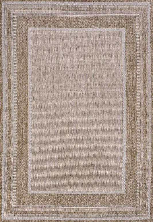 5' X 8' Beige And Cream Indoor Outdoor Area Rug