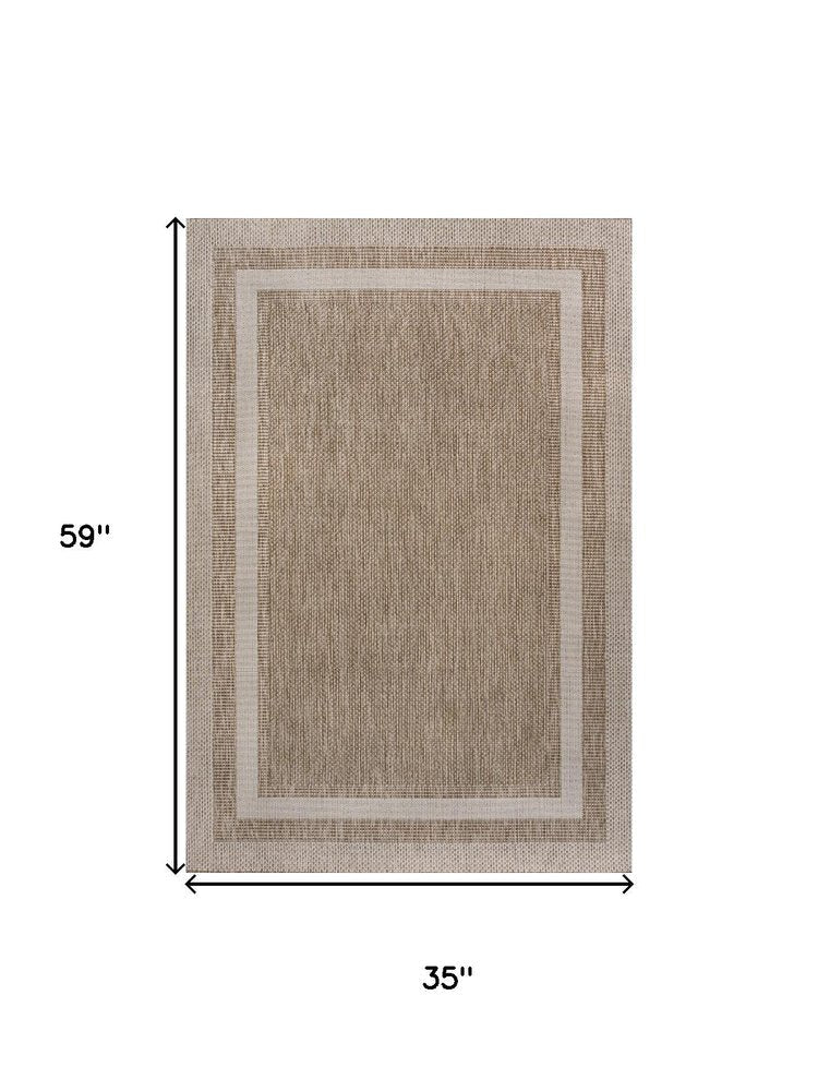 3' X 5' Beige And Cream Indoor Outdoor Area Rug — view 5
