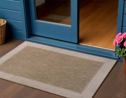3' X 5' Beige And Cream Indoor Outdoor Area Rug HomeRoots